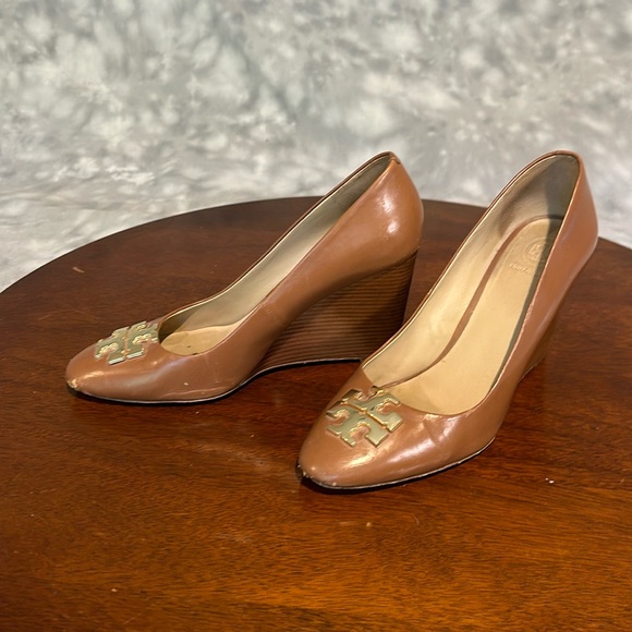 Tory Burch wedge heel chestnut size 8 - Picture 1 of 7